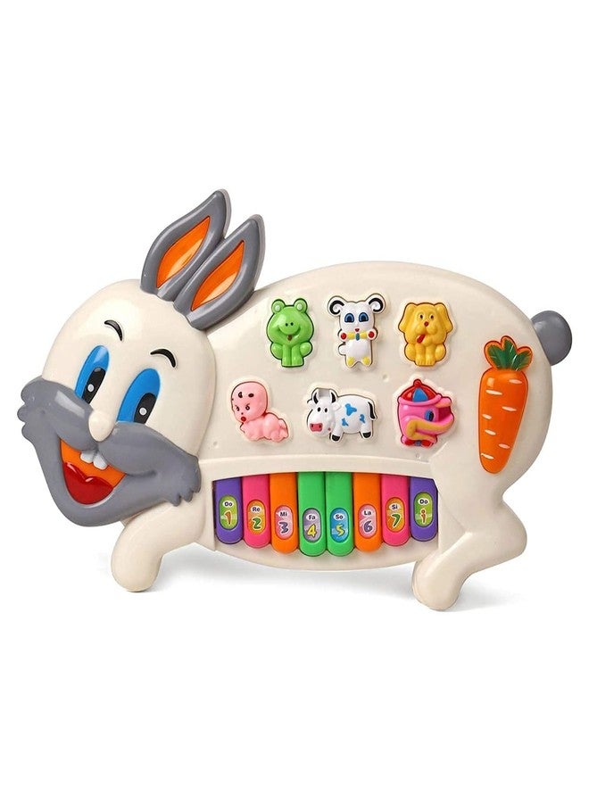 Manos Colourful Animal Piano Toy, 8 Keys, Plastic, with Detachable Figurines Cow and Rabbit Shape Design Toy for Kids Musical Toy Pack of 1 - Image 1